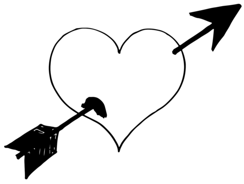 Heart With Arrow Coloring Page